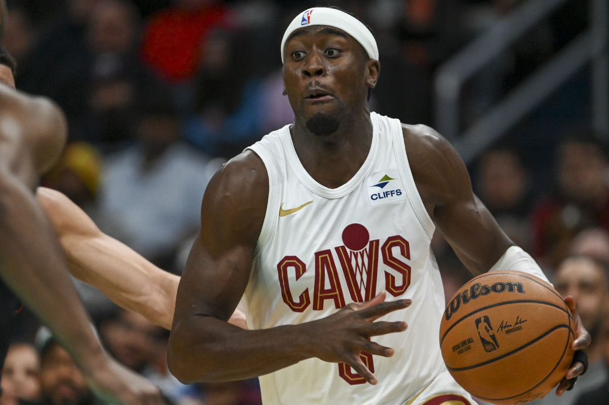 Feb 25, 2024; Washington, District of Columbia, USA; Cleveland Cavaliers guard Caris LeVert (3) makes a move to the basket during the first half against the Washington Wizards at Capital One Arena.